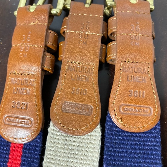 3 Vintage Coach Belt Mens 36 Navy • Tan • Natural Linen  display picture 3